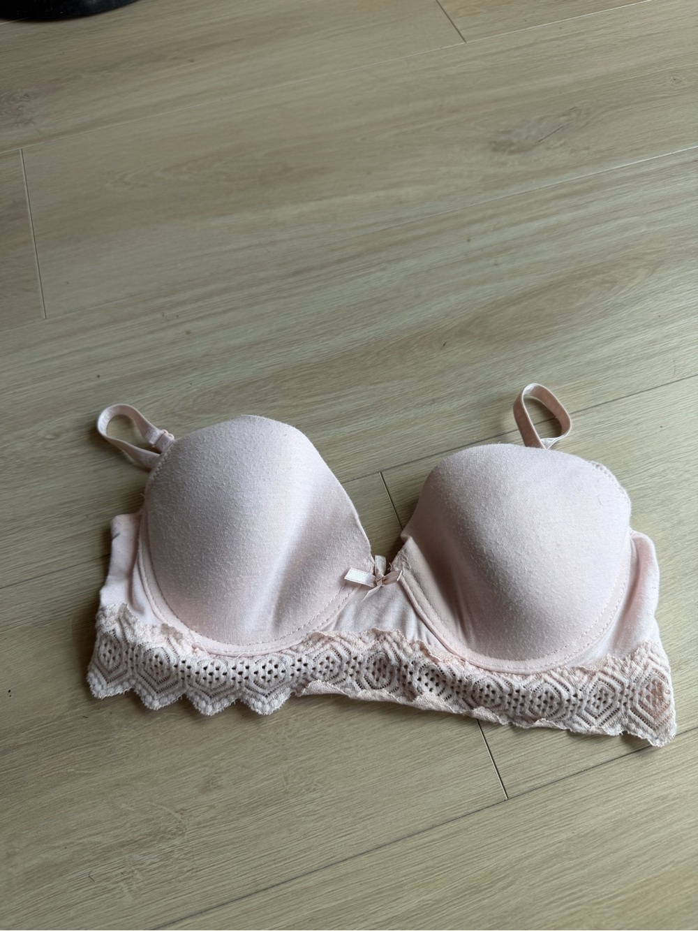 Nautica Pale Pink Lace-Trim Molded Cup Bra